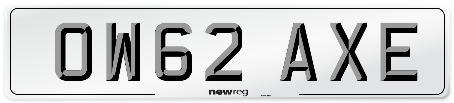 OW62 AXE Number Plate from New Reg